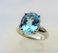 6 carat Solitaire Blue Topaz Ring