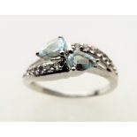 Aquamarine & White Topaz Ring