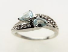 Aquamarine & White Topaz Ring