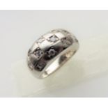 Rhodium Plated Sterling Silver Dome Ring