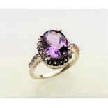 2.4 carat Amethyst & Diamond Ring