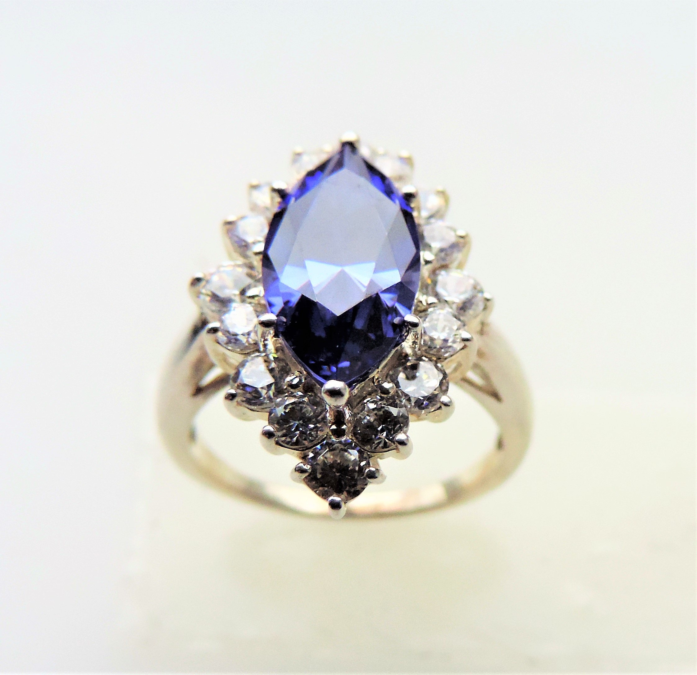 Sterling Silver Tanzanite & Diamonique Ring