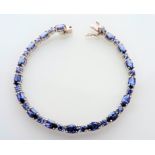 14.88 Carat Tanzanite Bracelet in Sterling SIlver