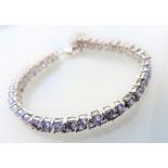 15.6 Carat Sterling Silver Tanzanite Tennis Bracelet