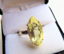 8.5 carat Lemon Citrine Solitaire Ring