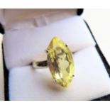 8.5 carat Lemon Citrine Solitaire Ring