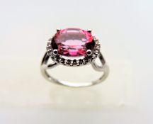 Pink & White Sapphire Ring in Sterling Silver