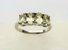 2 carat Peridot Sterling Silver Ring