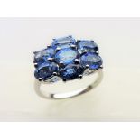 3.3 carat Tanzanite Cluster Ring