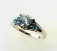 1.1 carat Trillion Cut Aquamarine & Topaz Ring