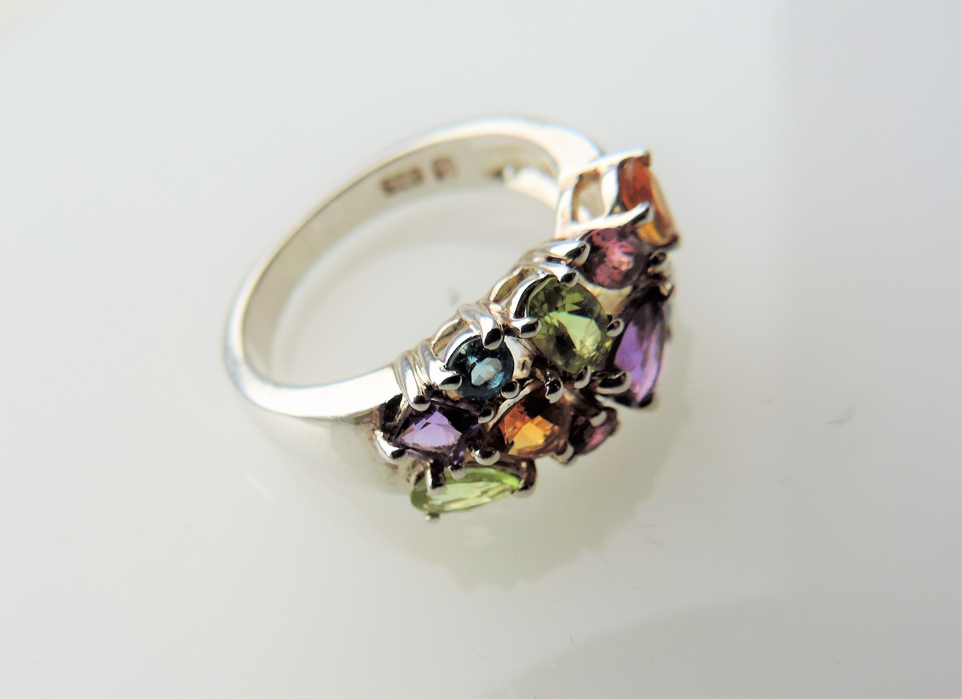 Sterling Silver Rainbow Multi Colour Band Ring - Image 5 of 6