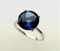 5.75 carat Royal Blue Solitaire Topaz Ring