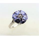 2.5 carat Trillion Cut Tanzanite Cluster Ring