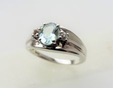 1.1 carat Aquamarine & Diamond Ring