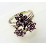 Amethyst & Ruby Triple Flower Cluster Ring