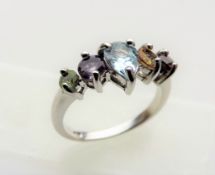 Multi Gemstone Ring in Sterling Silver