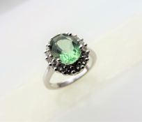 3.5 carat Green & White Topaz Ring