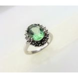 3.5 carat Green & White Topaz Ring