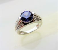 Sterling Silver Diamonique & Tanzanite Ring