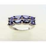 Sterling Silver Tanzanite Cluster Ring