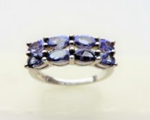 Sterling Silver Tanzanite Cluster Ring