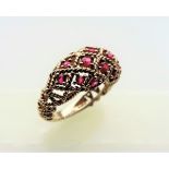 Rope Filigree Dome Shaped Ruby Ring