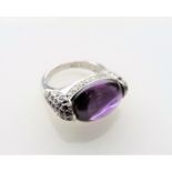 Sterling Silver Cabochon Amethyst Dress Ring