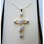 Diamond Pendant Cross in Sterling Silver