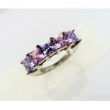 3.75 carat Princess Cut Tanzanite & Pink Sapphire Ring