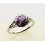 Pink and White Sapphire Sterling Silver Ring