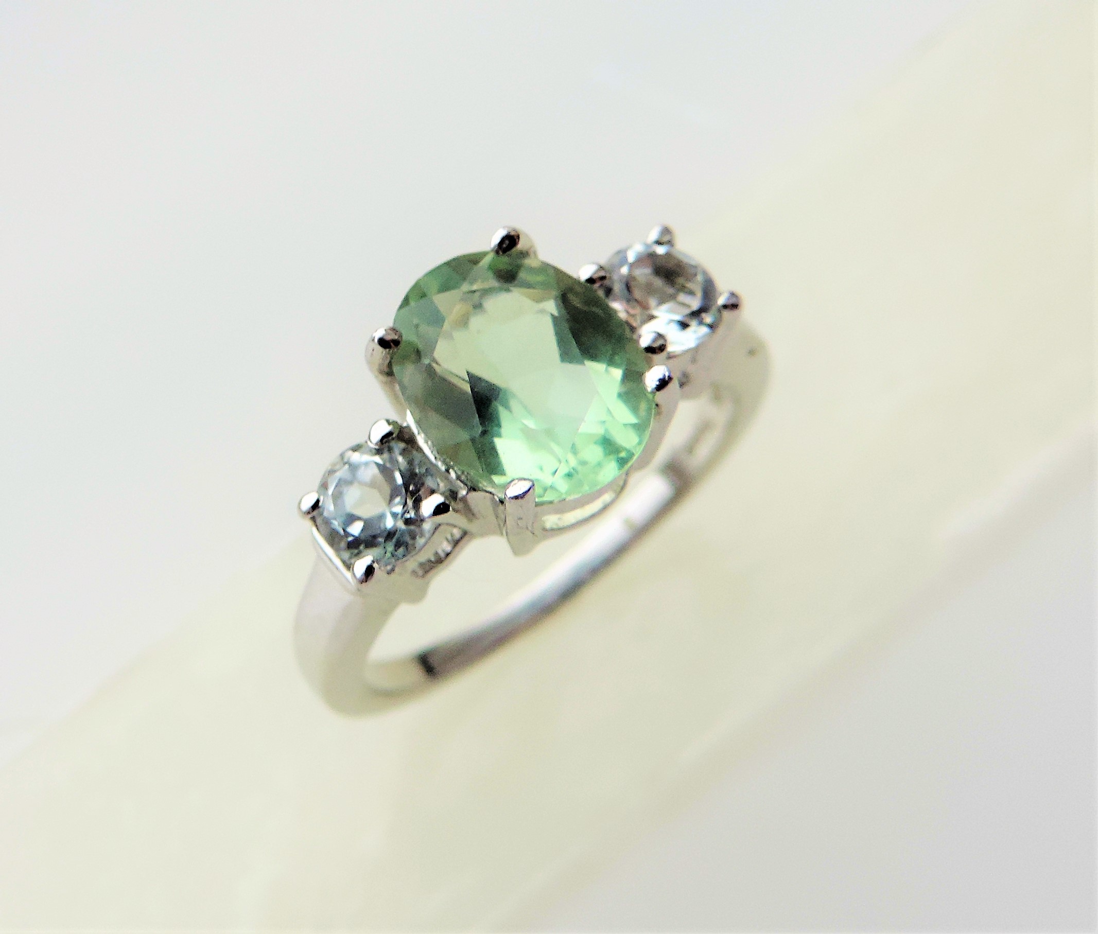 2.5 ct Green Topaz and Aquamarine Ring