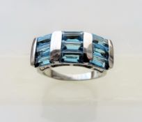 5.85 carat Deep Blue Topaz Ring