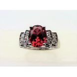 Sterling Silver Red Stone Dress Ring