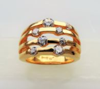 Gold on Silver Multi Row Gemstone Ring