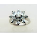 1.8 carat Blue Topaz Flower Cluster Ring