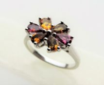 1.2 carat Citrine & Garnet Ring in Sterling Silver