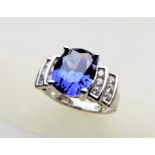 Sterling Silver Tanzanite & Diamonique Dress Ring