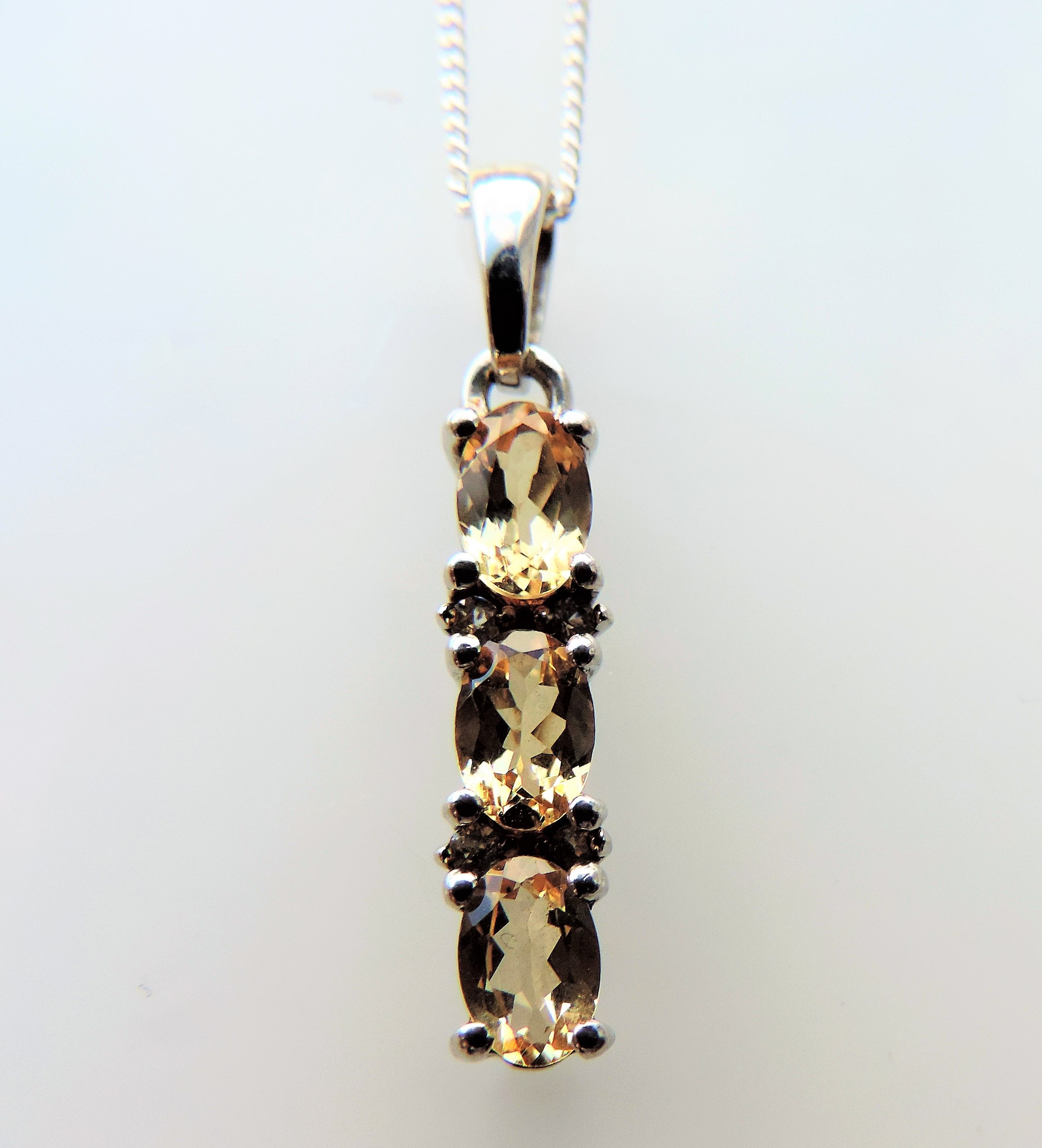 Sterling Silver Citrine & Diamond Pendant Necklace - Image 2 of 4