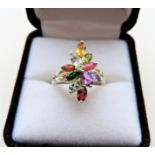 Tutti Frutti Multi Gemstone Bouquet Cluster Ring