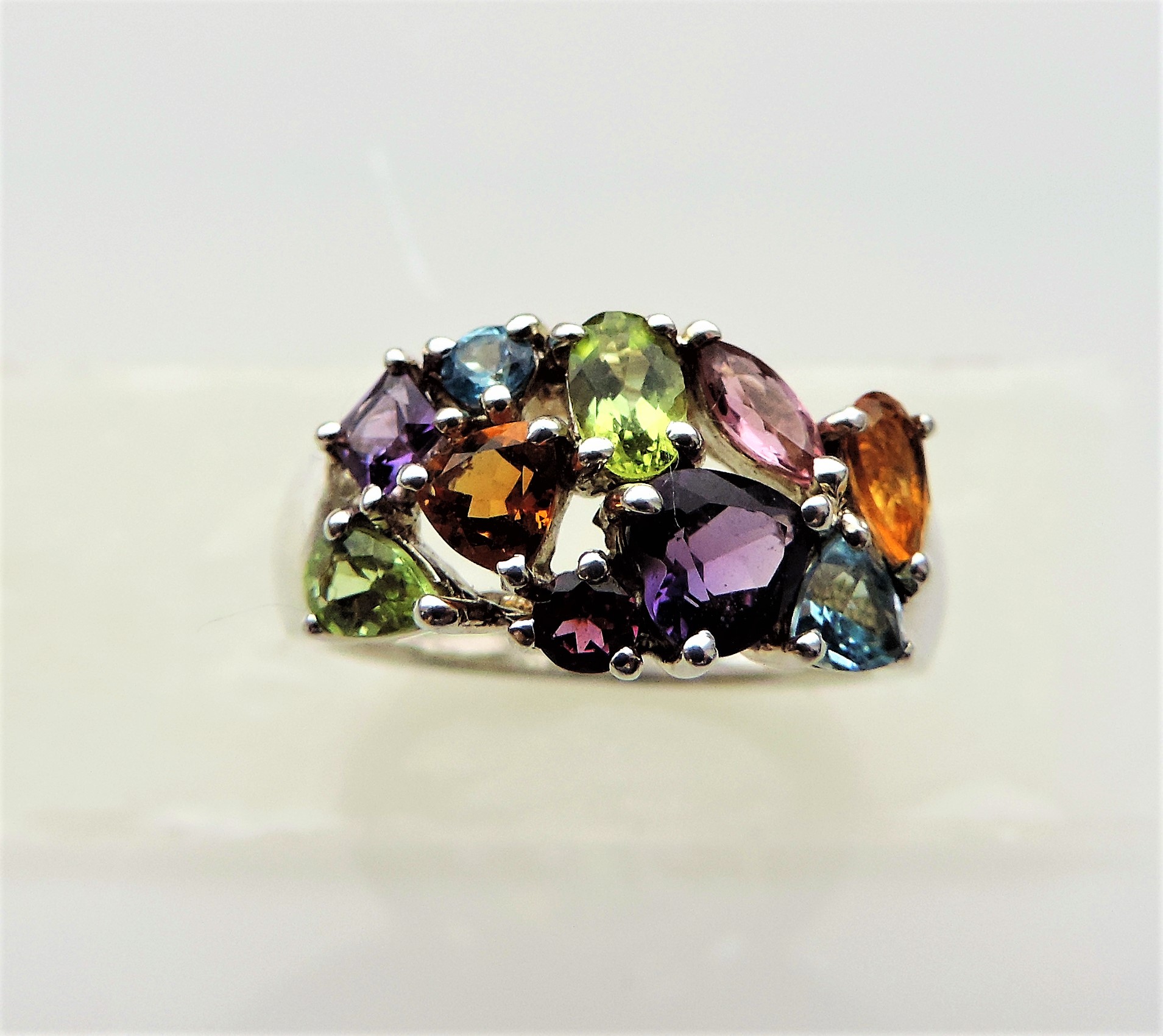 Sterling Silver Rainbow Multi Colour Band Ring - Image 2 of 6