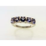 Sterling Silver 5 Stone Tanzanite Ring