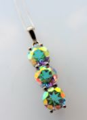 7.5 ct Fire Rainbow Mystic Topaz Sterling Silver Necklace