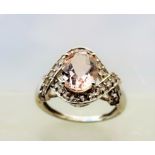2.2 carat Peach and White Sapphire Ring