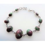 Sterling Silver Purple Green Gemstone Bracelet