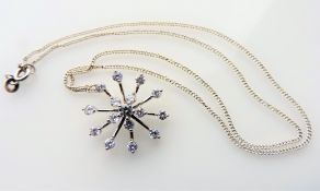 White Topaz Snowflake Necklace in Sterling Silver