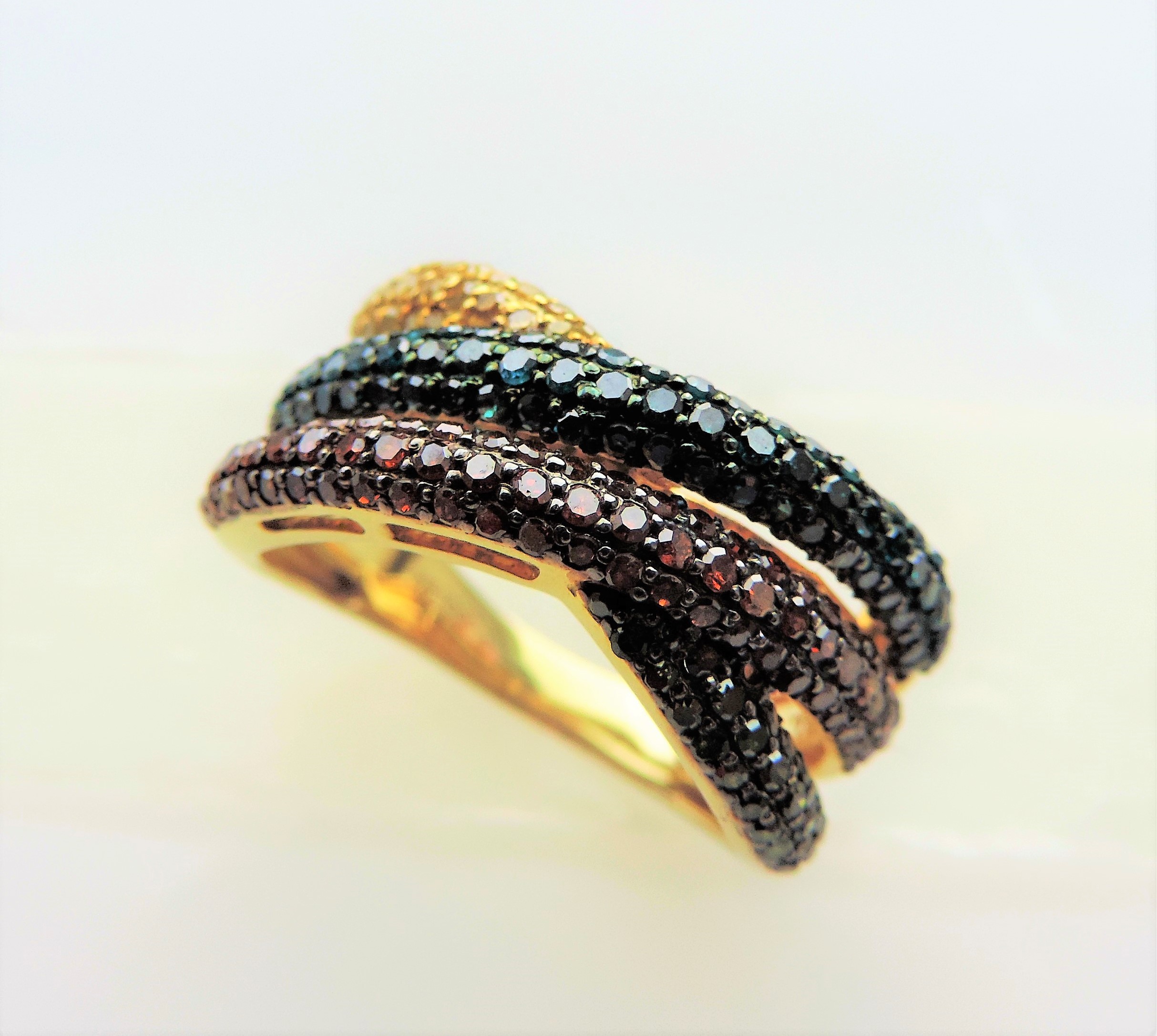 Multi Colour Diamond Crossover Ring - Image 6 of 6