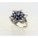 Sterling Silver Sapphire Cluster Ring