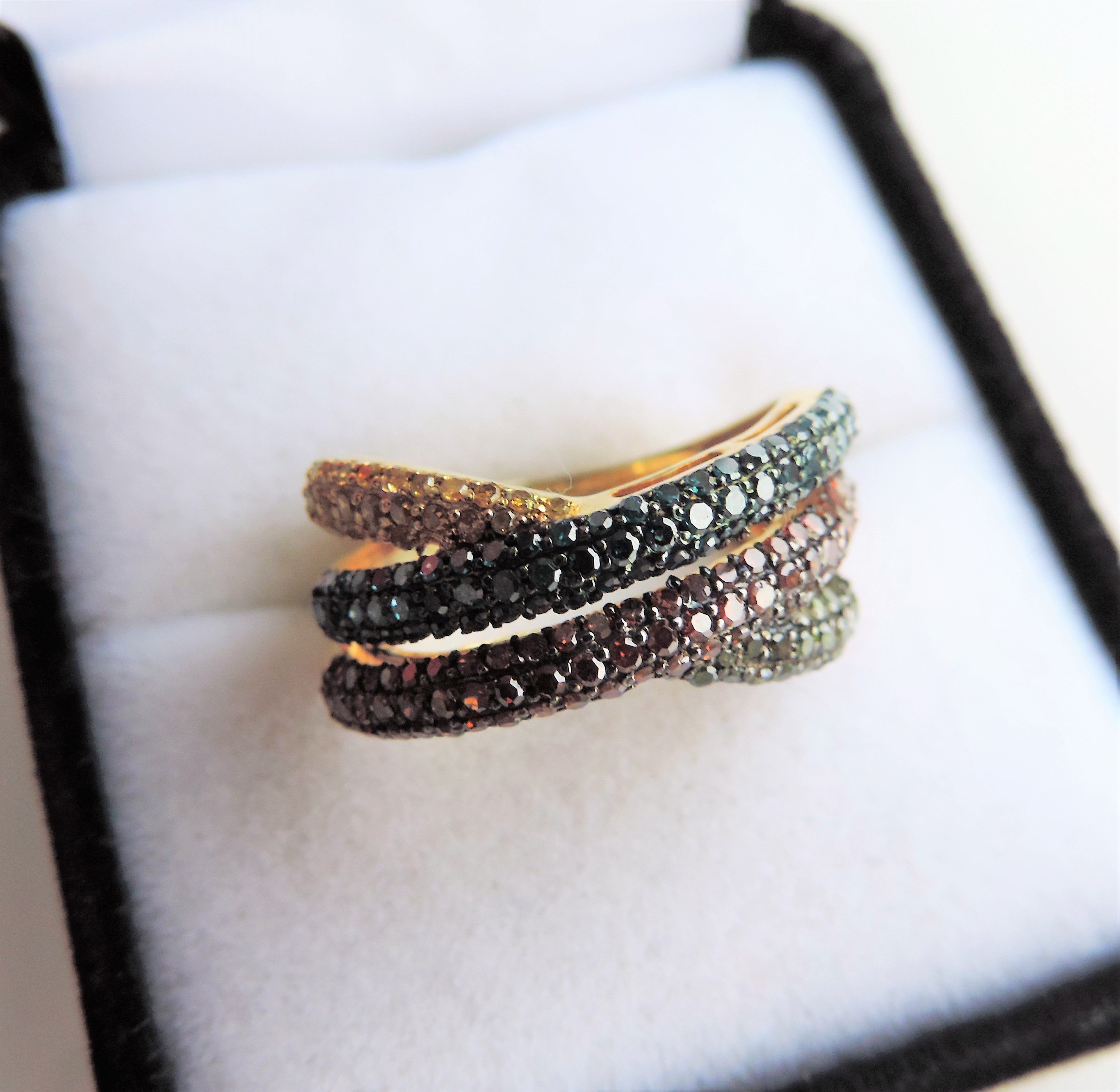 Multi Colour Diamond Crossover Ring - Image 3 of 6