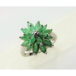 4.14 ct Emerald Flower Cluster Ring