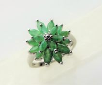 4.14 ct Emerald Flower Cluster Ring